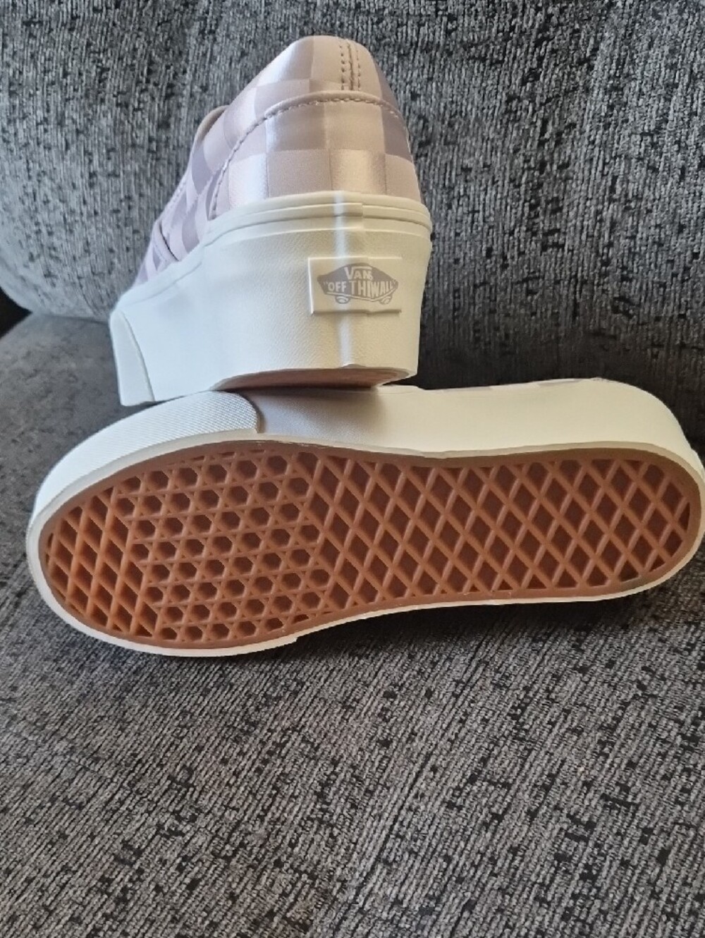 Vans Women’s Slip-On Checkerboard Sneakers - Lavender & White - Picture 3 of 4